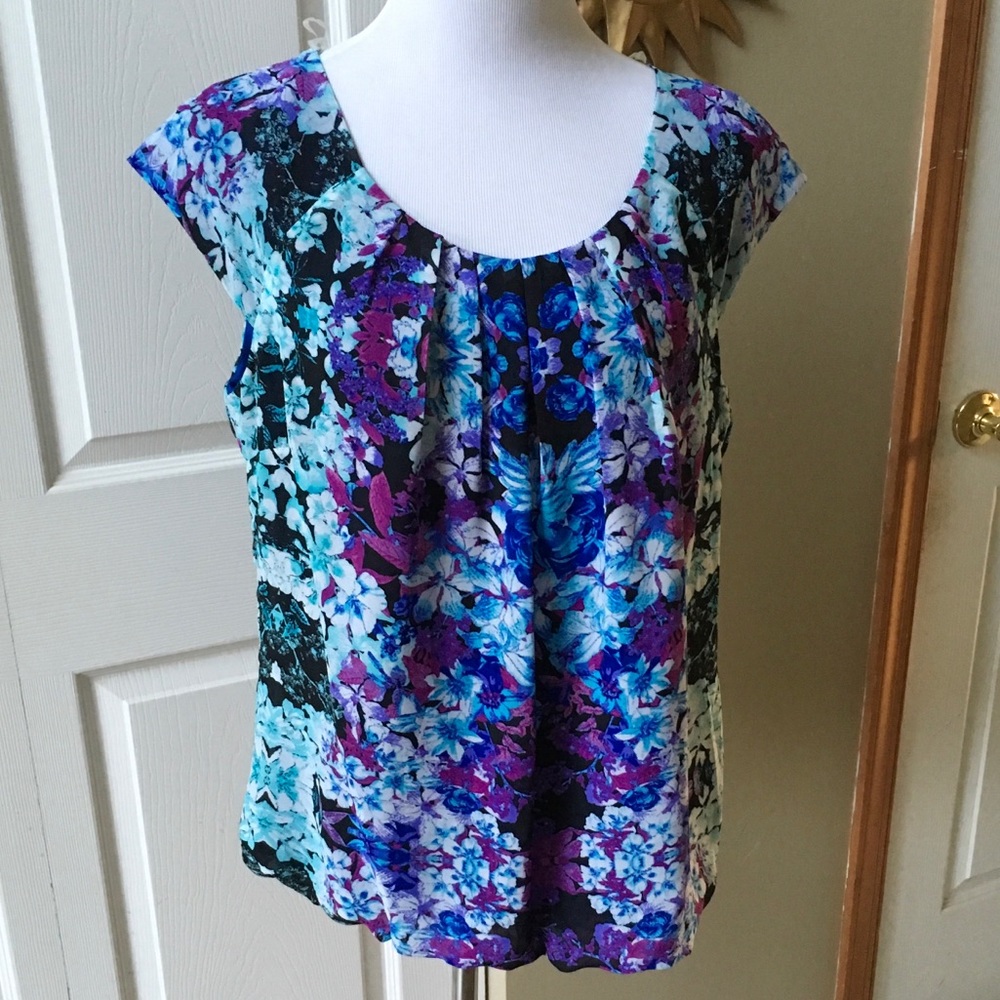 Blues/Purple Flowers Blouse